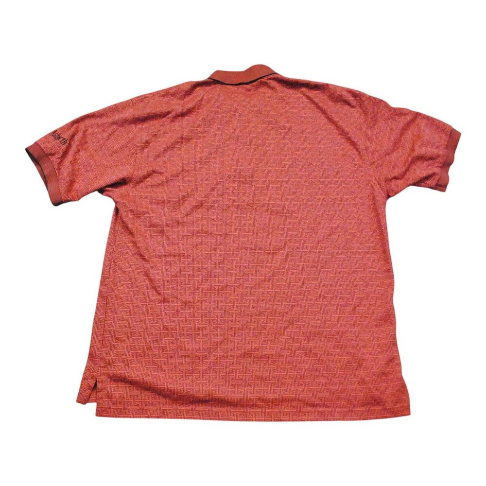 ASHWORTH Harry Logan Vtg 90s Red Maze Pattern Polo Shirt Men's L - Picture 4 of 5